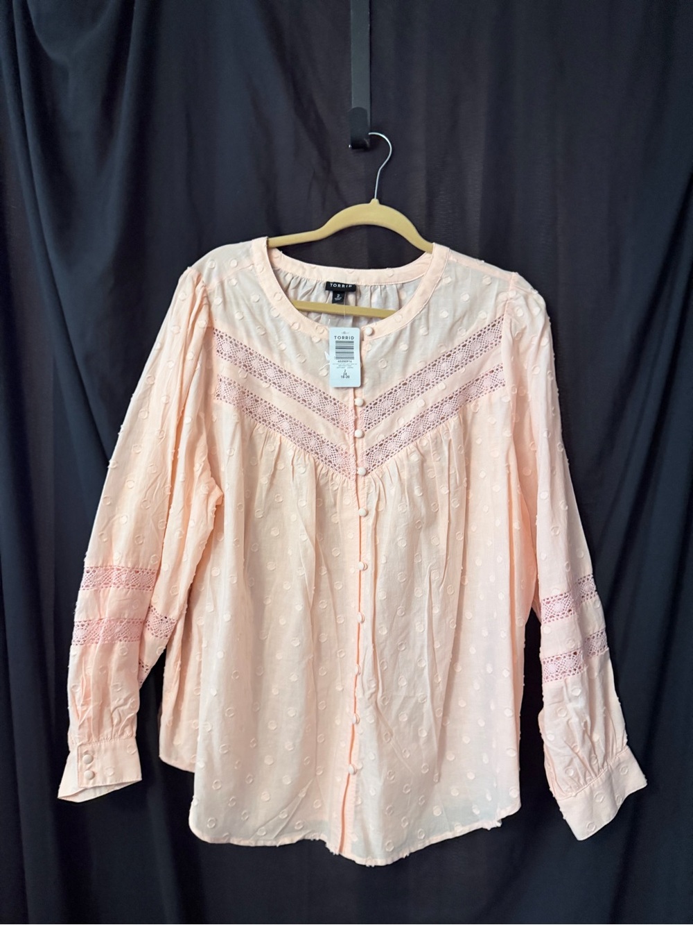 torrid Blush Pink Lace-Trim Button Front Blouse